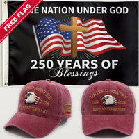 Maroon Eagle Hat + One Nation Under God Flag - USA 250th Eagle Hat & Flag Bundle
