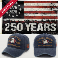 Navy Eagle Hat + 250 Years Distressed Flag - USA 250th Eagle Hat & Flag Bundle