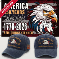 Navy Eagle Hat + Semiquincentennial Eagle Flag - USA 250th Eagle Hat & Flag Bundle