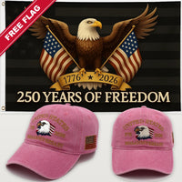 Pink Eagle Hat + Black Eagle 250 Years of Freedom Flag - USA 250th Eagle Hat & Flag Bundle