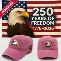 Pink Eagle Hat + Eagle 250 Years of Freedom Flag - USA 250th Eagle Hat & Flag Bundle
