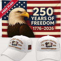 White Eagle Hat + Eagle 250 Years of Freedom Flag - USA 250th Eagle Hat & Flag Bundle