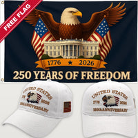 White Eagle Hat + Eagle & White House Flag - USA 250th Eagle Hat & Flag Bundle