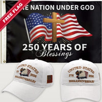 White Eagle Hat + One Nation Under God Flag - USA 250th Eagle Hat & Flag Bundle