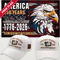 White Eagle Hat + Semiquincentennial Eagle Flag - USA 250th Eagle Hat & Flag Bundle
