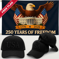 Blacked Out USA Hat + Eagle & White House Flag - USA 250th Hat & Flag Bundle