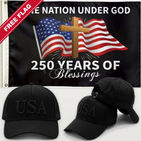 Blacked Out USA Hat + One Nation Under God Flag - USA 250th Hat & Flag Bundle
