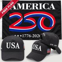Distressed Charcoal USA Hat + America 250 Flag (Black) - USA 250th Hat & Flag Bundle