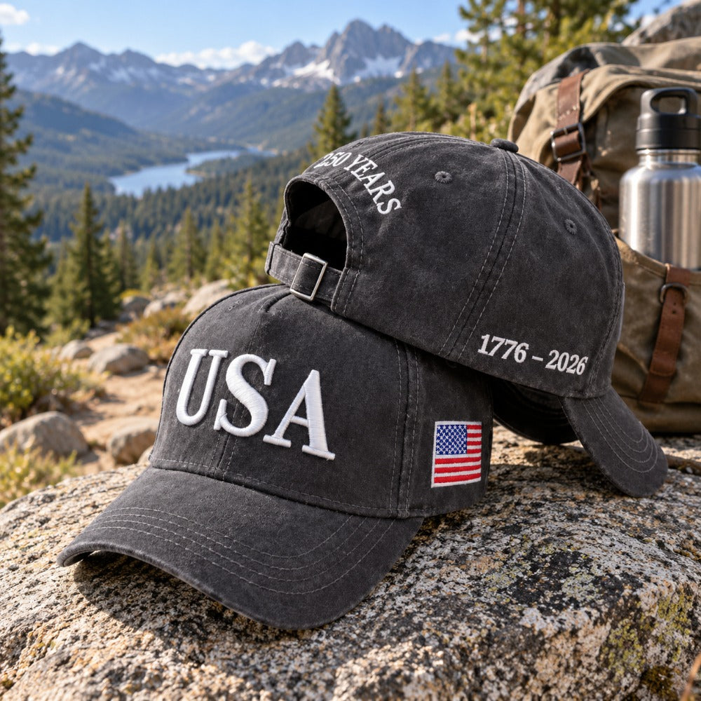 USA 250th Anniversary Embroidered Cap - Distressed Charcoal - lifestyle