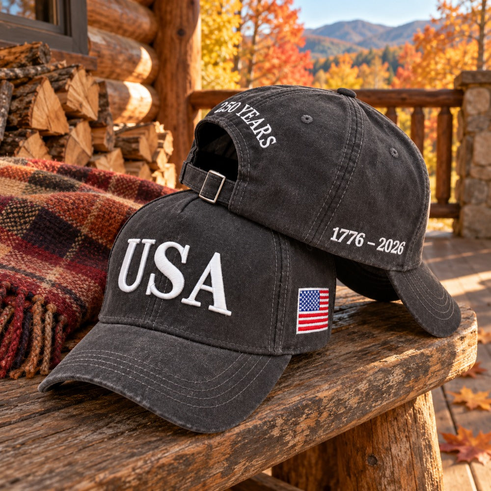 USA 250th Anniversary Embroidered Cap - Distressed Charcoal - lifestyle