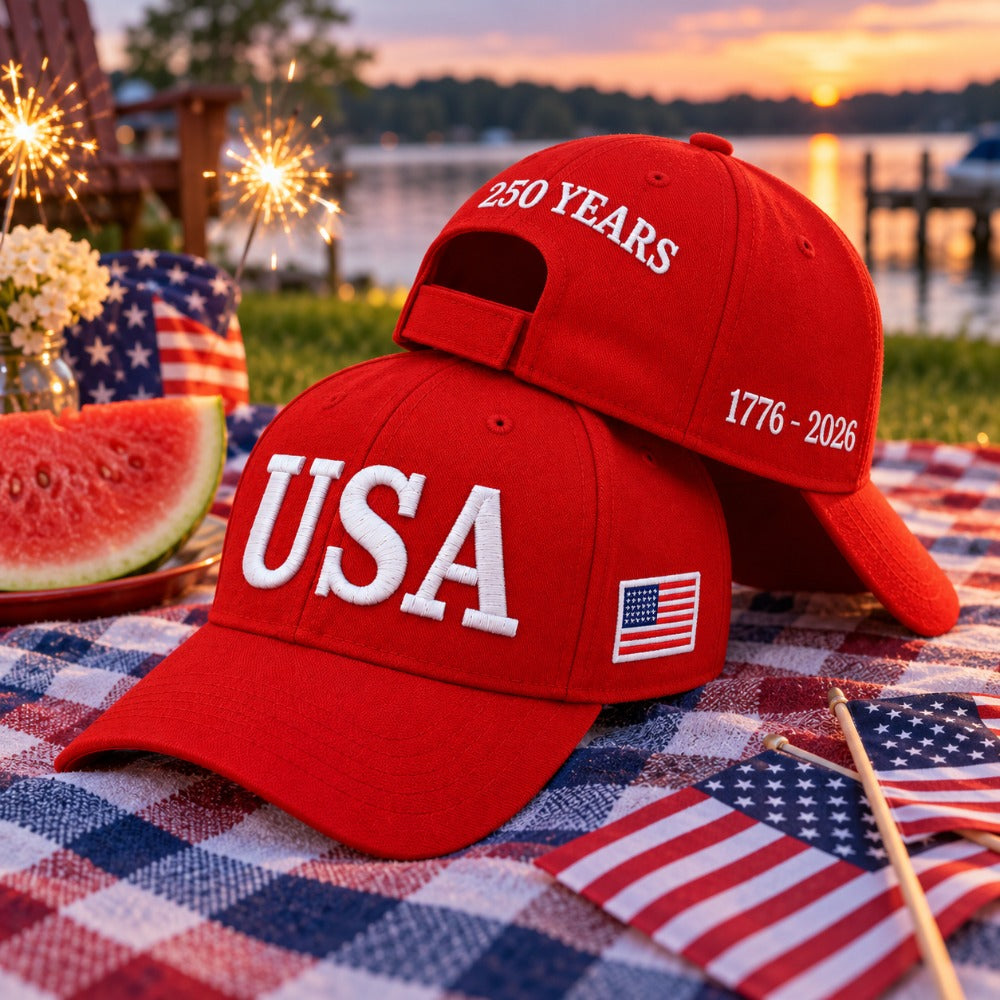 USA 250th Anniversary Embroidered Cap - Red - lifestyle