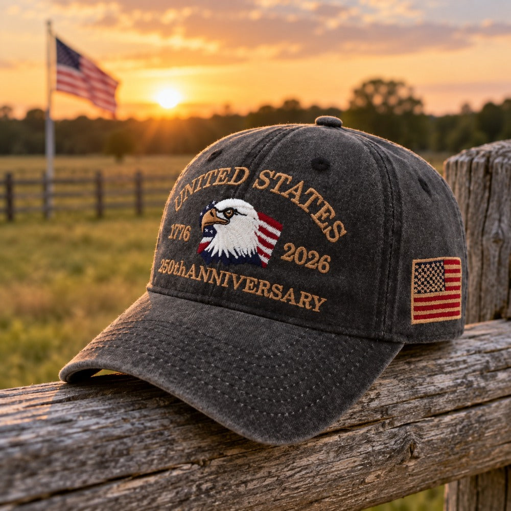 USA 250th Anniversary Eagle Cap - Distressed Charcoal - lifestyle