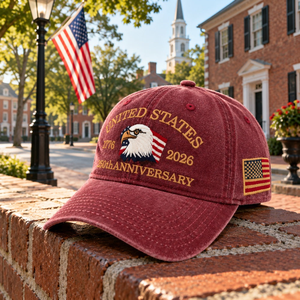 USA 250th Anniversary Eagle Cap - Maroon - lifestyle