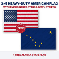 3x5 heavy-duty American flag plus FREE Alaska State Flag