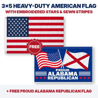 3x5 heavy-duty American flag plus FREE Proud Alabama Republican flag