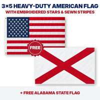 3x5 heavy-duty American flag plus FREE Alabama State Flag