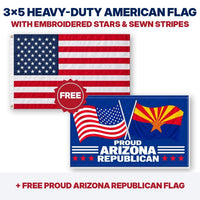 3x5 heavy-duty American flag plus FREE Proud Arizona Republican flag