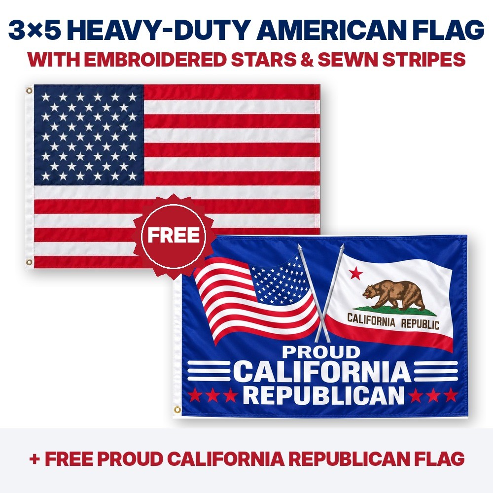 3x5 heavy-duty American flag plus FREE Proud California Republican flag