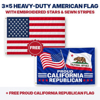3x5 heavy-duty American flag plus FREE Proud California Republican flag