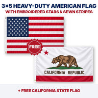 3x5 heavy-duty American flag plus FREE California State Flag