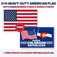 3x5 heavy-duty American flag plus FREE Proud Colorado Republican flag
