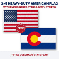 3x5 heavy-duty American flag plus FREE Colorado State Flag
