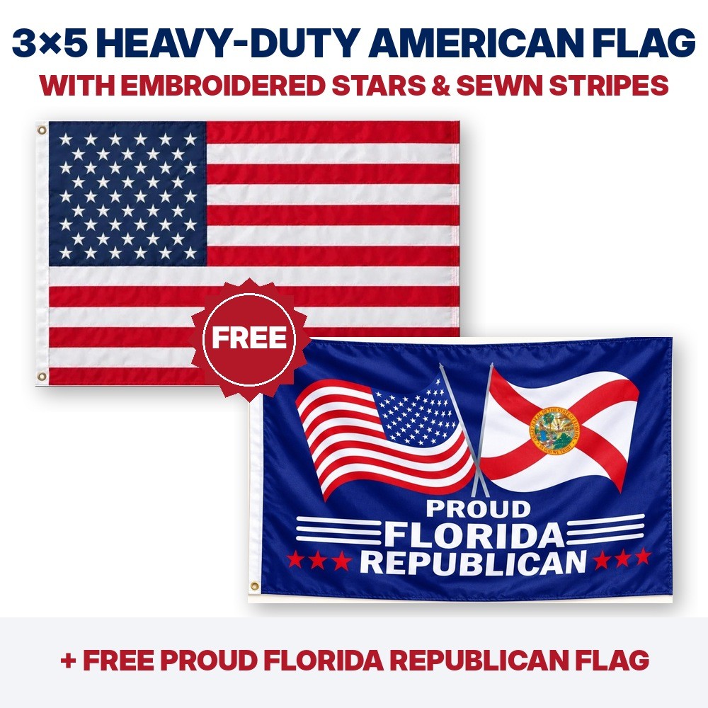 3x5 heavy-duty American flag plus FREE Proud Florida Republican flag