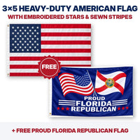 3x5 heavy-duty American flag plus FREE Proud Florida Republican flag