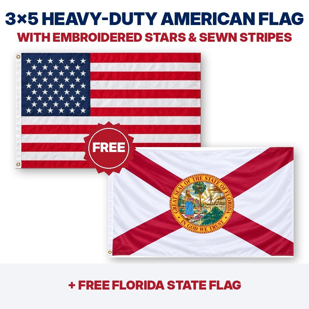 3x5 heavy-duty American flag plus FREE Florida State Flag