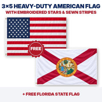 3x5 heavy-duty American flag plus FREE Florida State Flag