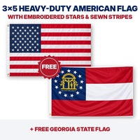 3x5 heavy-duty American flag plus FREE Georgia State Flag