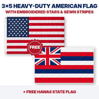 3x5 heavy-duty American flag plus FREE Hawaii State Flag