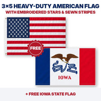 3x5 heavy-duty American flag plus FREE Iowa State Flag