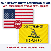 3x5 heavy-duty American flag plus FREE Don't Tread on Idaho flag