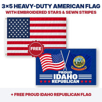 3x5 heavy-duty American flag plus FREE Proud Idaho Republican flag