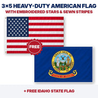 3x5 heavy-duty American flag plus FREE Idaho State Flag