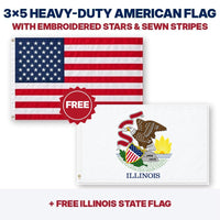 3x5 heavy-duty American flag plus FREE Illinois State Flag