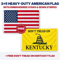 3x5 heavy-duty American flag plus FREE Don't Tread on Kentucky flag