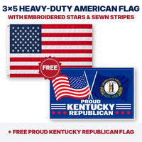 3x5 heavy-duty American flag plus FREE Proud Kentucky Republican flag