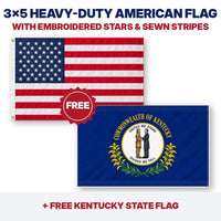 3x5 heavy-duty American flag plus FREE Kentucky State Flag