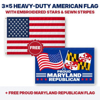 3x5 heavy-duty American flag plus FREE Proud Maryland Republican flag