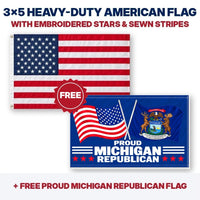 3x5 heavy-duty American flag plus FREE Proud Michigan Republican flag