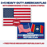 3x5 heavy-duty American flag plus FREE Proud Mississippi Republican flag