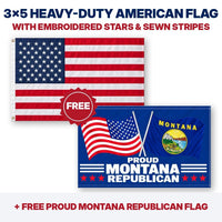 3x5 heavy-duty American flag plus FREE Proud Montana Republican flag
