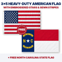 3x5 heavy-duty American flag plus FREE North Carolina State Flag