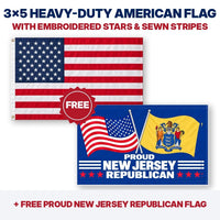 3x5 heavy-duty American flag plus FREE Proud New Jersey Republican flag