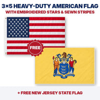 3x5 heavy-duty American flag plus FREE New Jersey State Flag