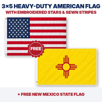 3x5 heavy-duty American flag plus FREE New Mexico State Flag