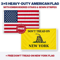 3x5 heavy-duty American flag plus FREE Don't Tread on New York flag