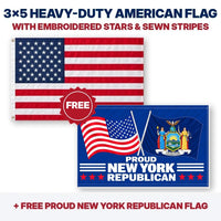 3x5 heavy-duty American flag plus FREE Proud New York Republican flag